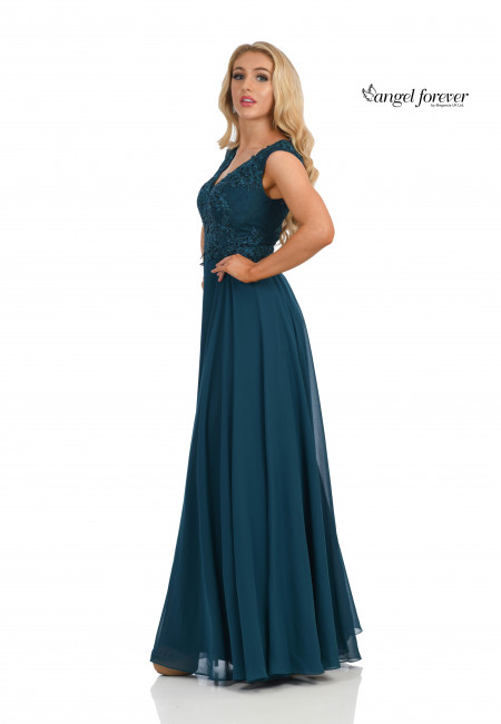 Angel Forever Teal Chiffon and Lace Evening Dress / Prom Dress